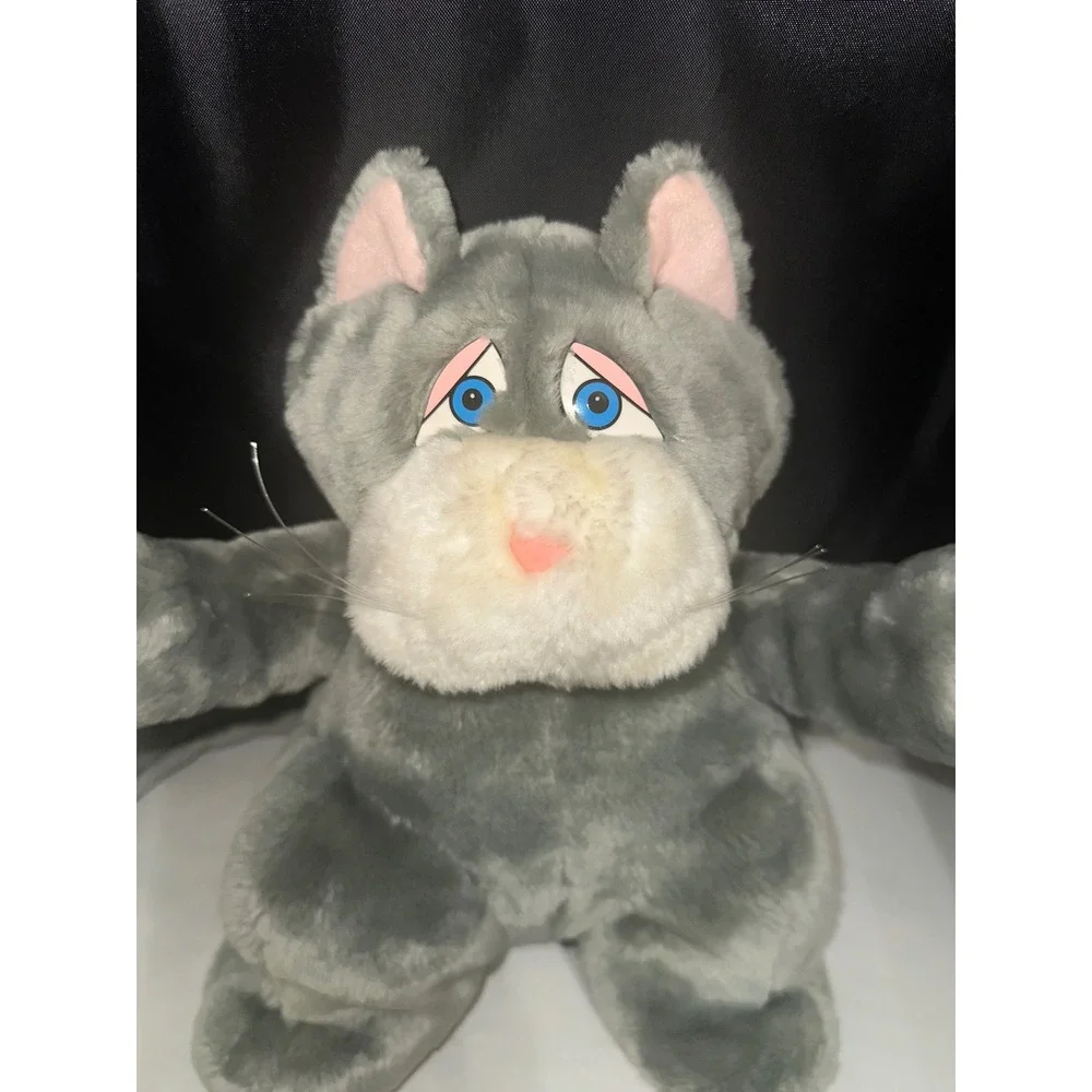 Vintage 1990 DreamWorks Patch-Up Pets Grey Cat Plush Missing Arm Sling